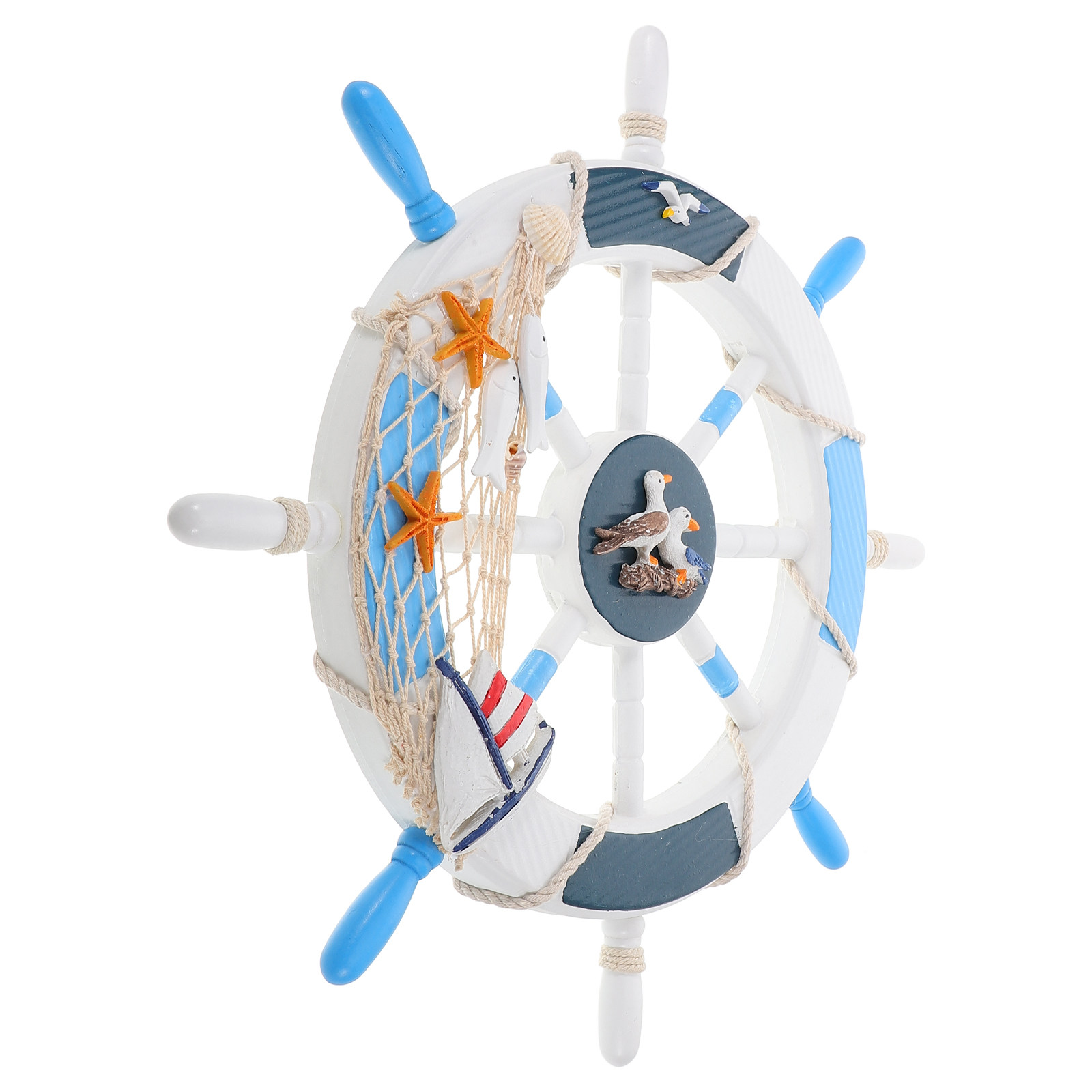 Fishing Boat Steering Wheel - Wooden Nautical Wall Decor Ship Wheel