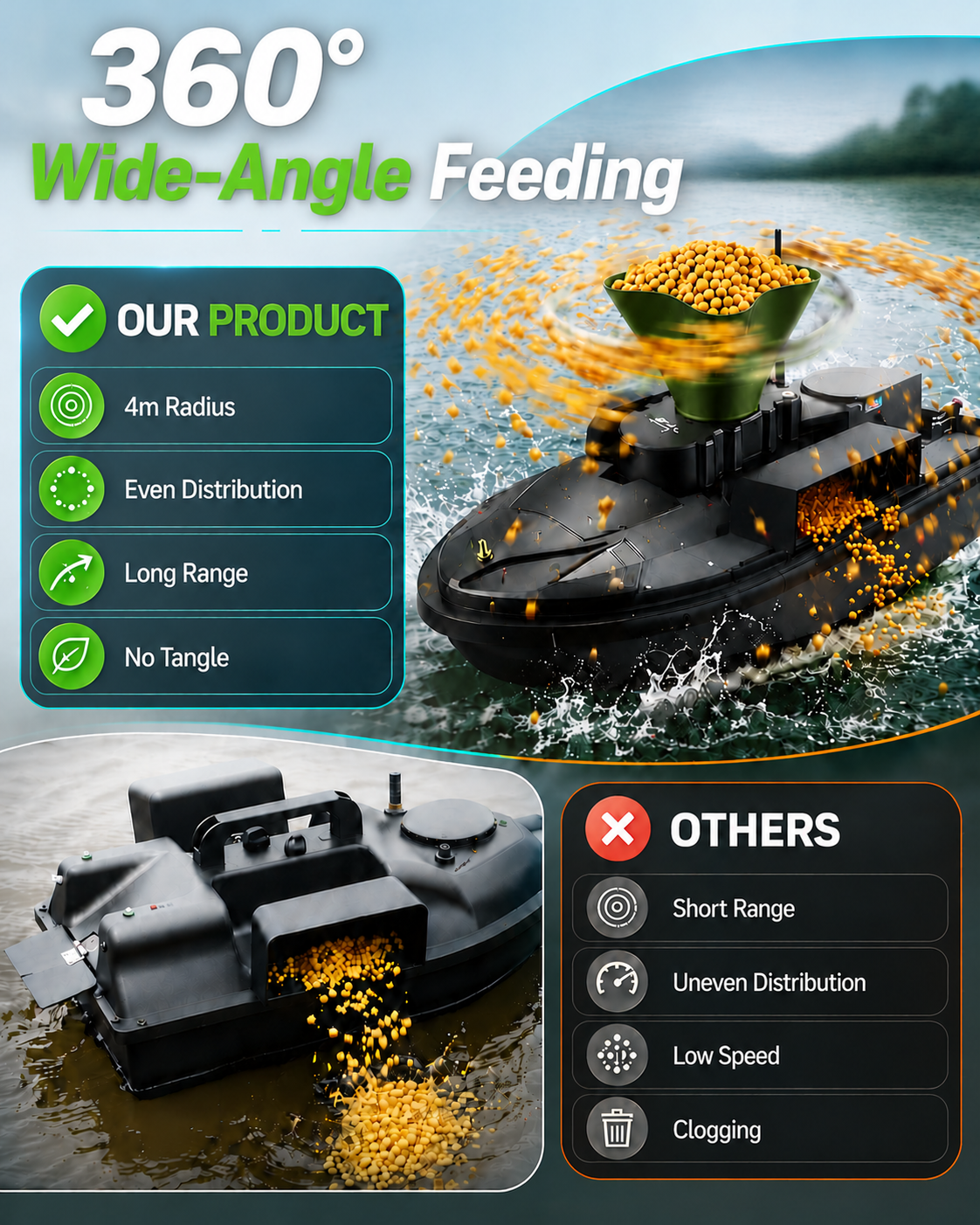 360° Rotating Bait Dispenser & - Fishing Boat Trailer 评论和价格