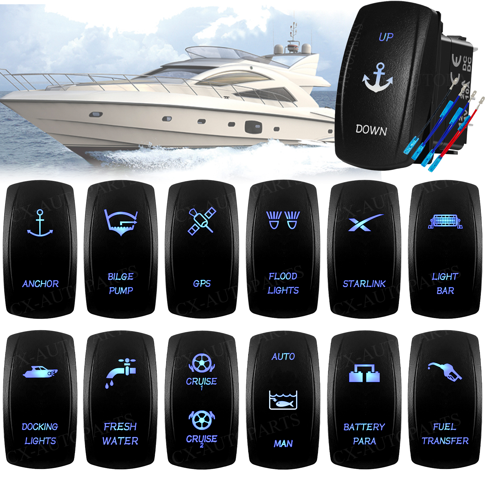 Marine Grade IP66 Rocker Switc - Fishing Boat Anchor 评论和价格
