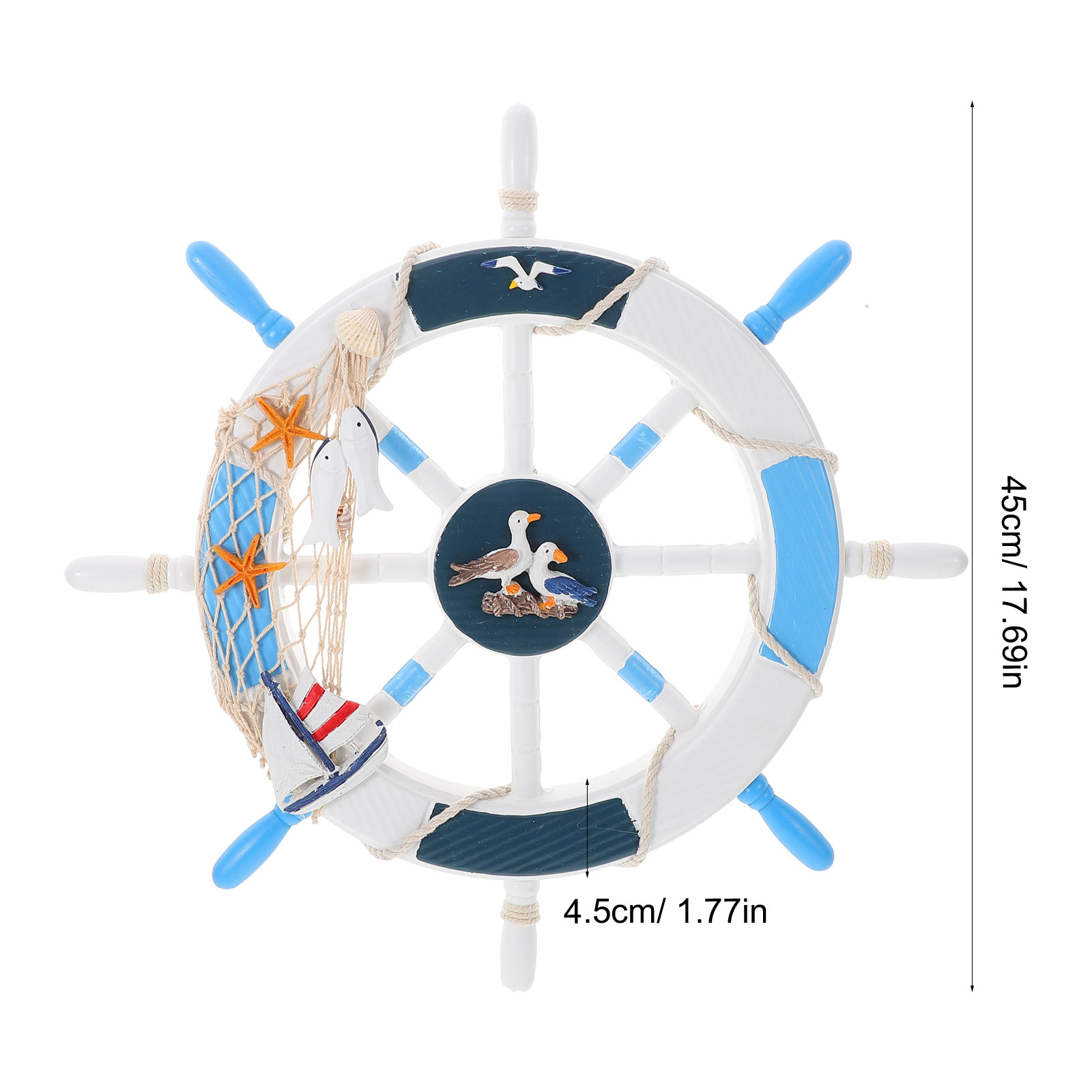 Wooden Nautical Wall Decor Shi - Fishing Boat Steering Wheel 评论和价格