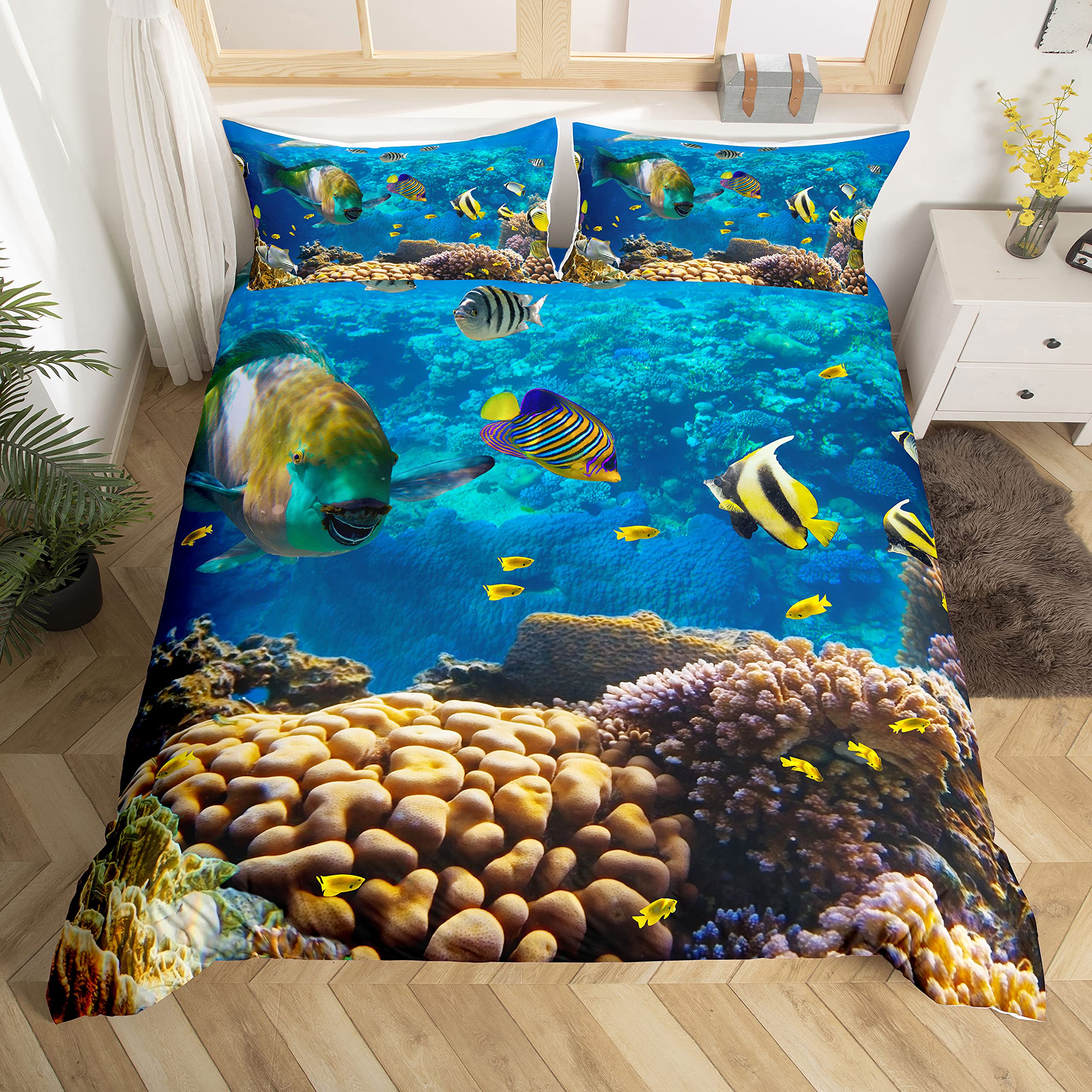 Fish Duvet Cover Set Ocean Bed - Fishing Boat Cover 评论和价格