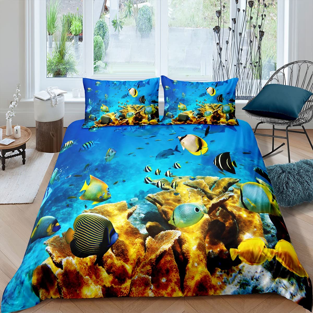 Fish Duvet Cover Set Ocean Bed - Fishing Boat Cover 评论和价格